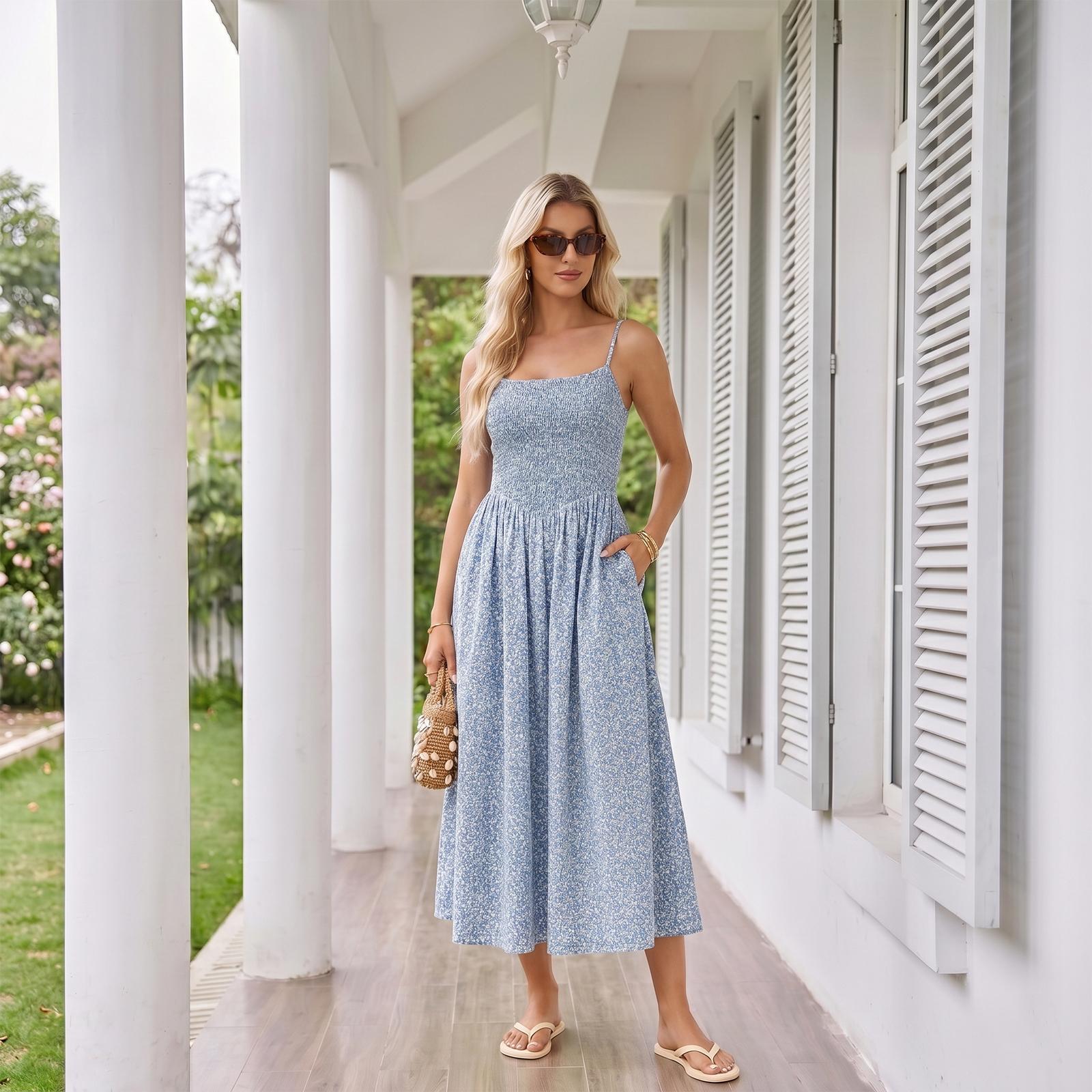 Women’s Sleeveless Striped Midi Dress with Adjustable Spaghetti Straps and Smocked Bodice for Casual Wear XL синий
Women’s Sleeveless Striped Midi Dress with Adjustable Spaghetti Straps and Smocked Bodice for Casual Wear XL синий
