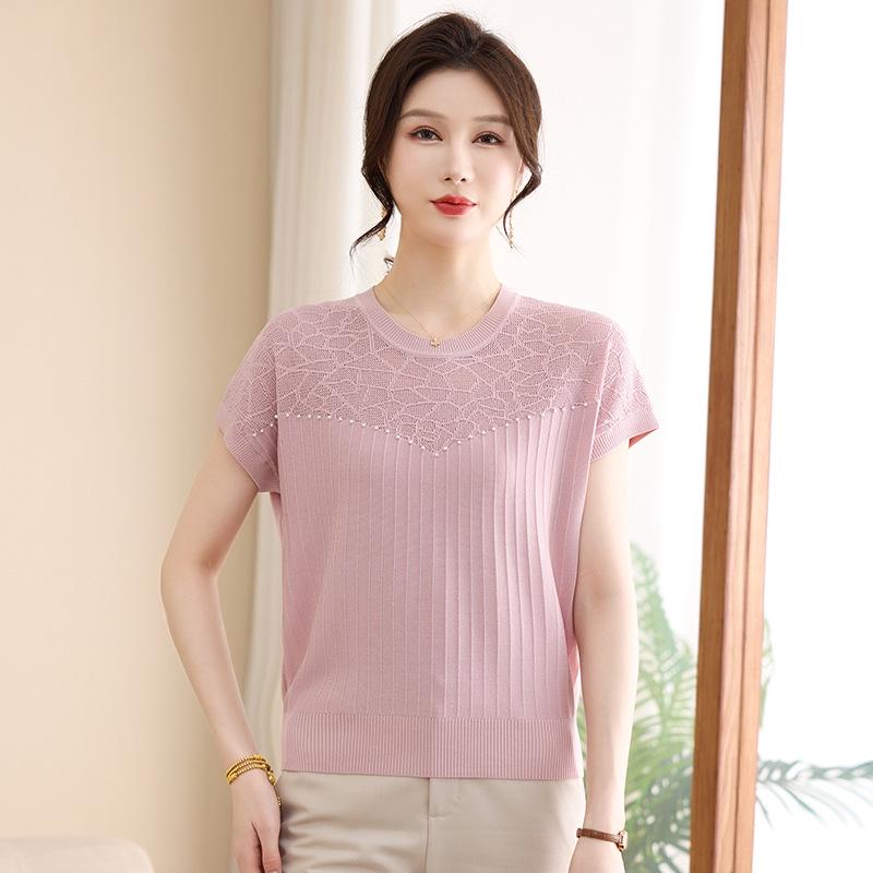 Mom s Chiffon Short-Sleeve Hollowed-Out Top - Summer Slimming Solid Knit for Middle-Aged & Elderly Women 120
Mom s Chiffon Short-Sleeve Hollowed-Out Top - Summer Slimming Solid Knit for Middle-Aged & Elderly Women 120