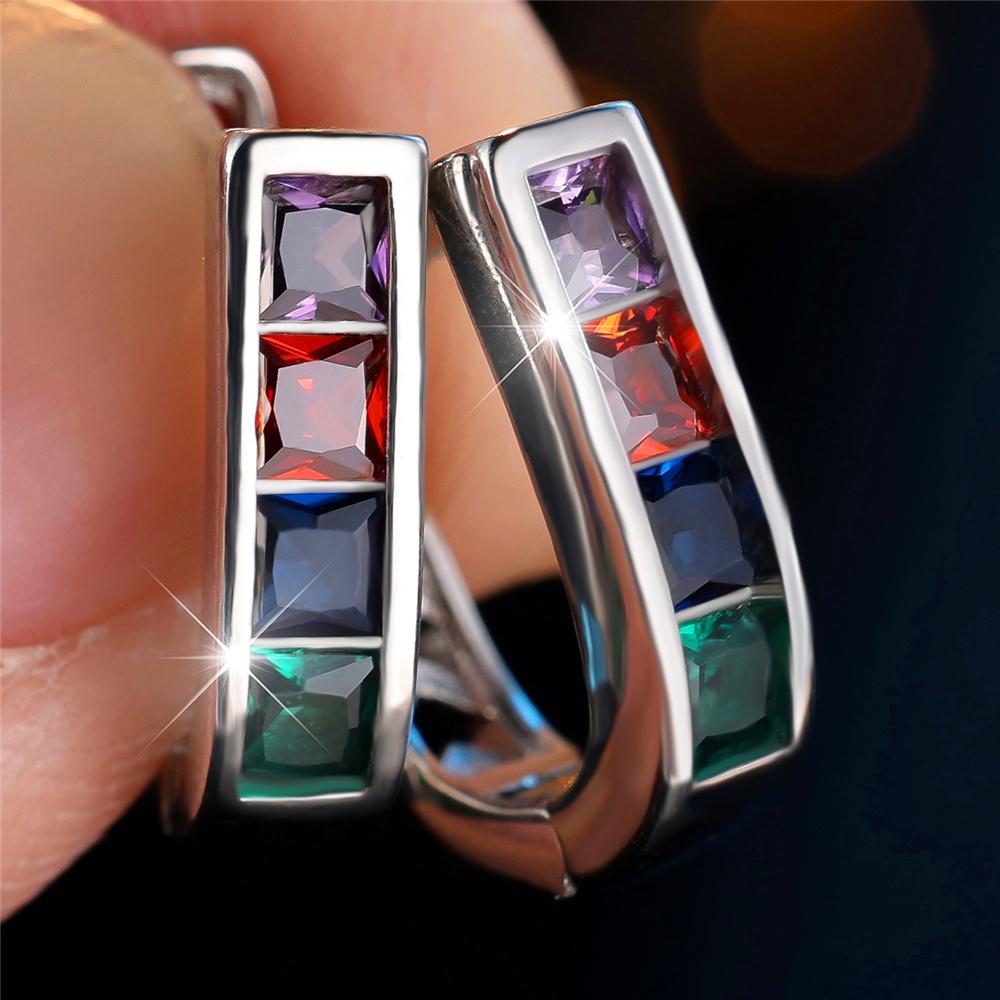 Cute Female Rainbow Crystal Zircon Stone Hoop Earrings For Women Silver Gold Color Wedding Jewelry
Cute Female Rainbow Crystal Zircon Stone Hoop Earrings For Women Silver Gold Color Wedding Jewelry