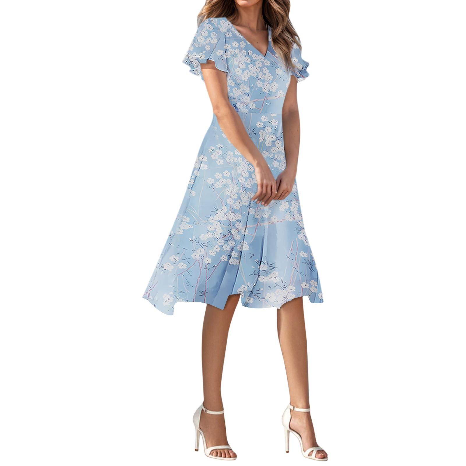 Women s Summer Casual Fashion Solid Color Dresses V-Neck Short Sleeve Dresses XL синій
Women s Summer Casual Fashion Solid Color Dresses V-Neck Short Sleeve Dresses XL синій