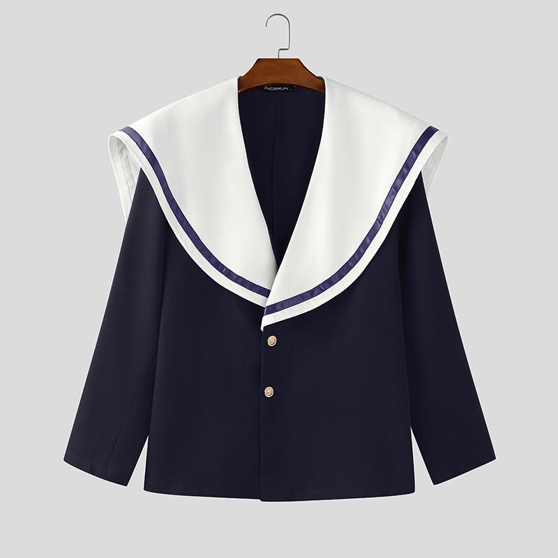 INCERUN Осень Мужские Куртки Пальто с Морским Воротником, Длинным Рукавом, Лоскутным Дизайном на Пуговицах, Свободного Кроя синий
INCERUN Осень Мужские Куртки Пальто с Морским Воротником, Длинным Рукавом, Лоскутным Дизайном на Пуговицах, Свободного Кроя синий