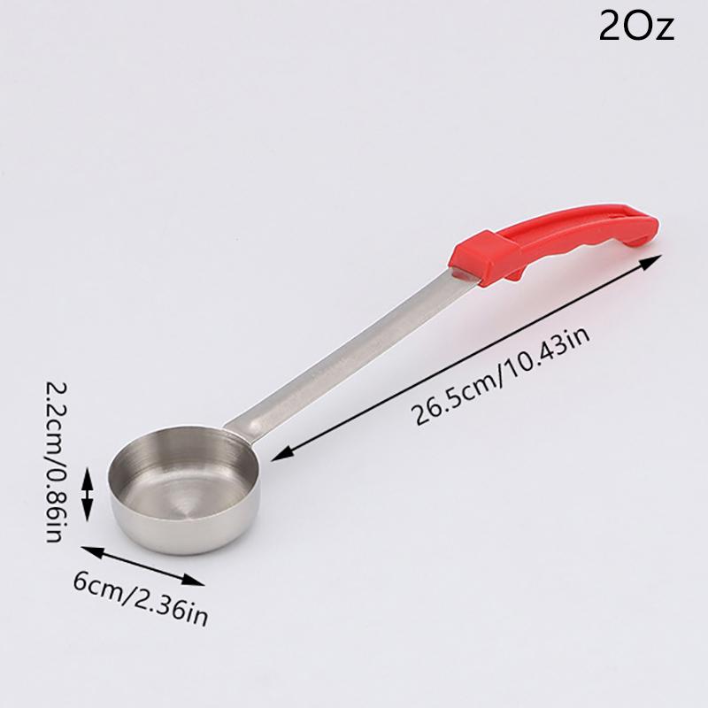 Ложка для соуса из нержавеющей стали с длинной резиновой ручкой, ложка для намазывания пиццы, мерная ложка для супа, кухонная посуда для приготовления пищи