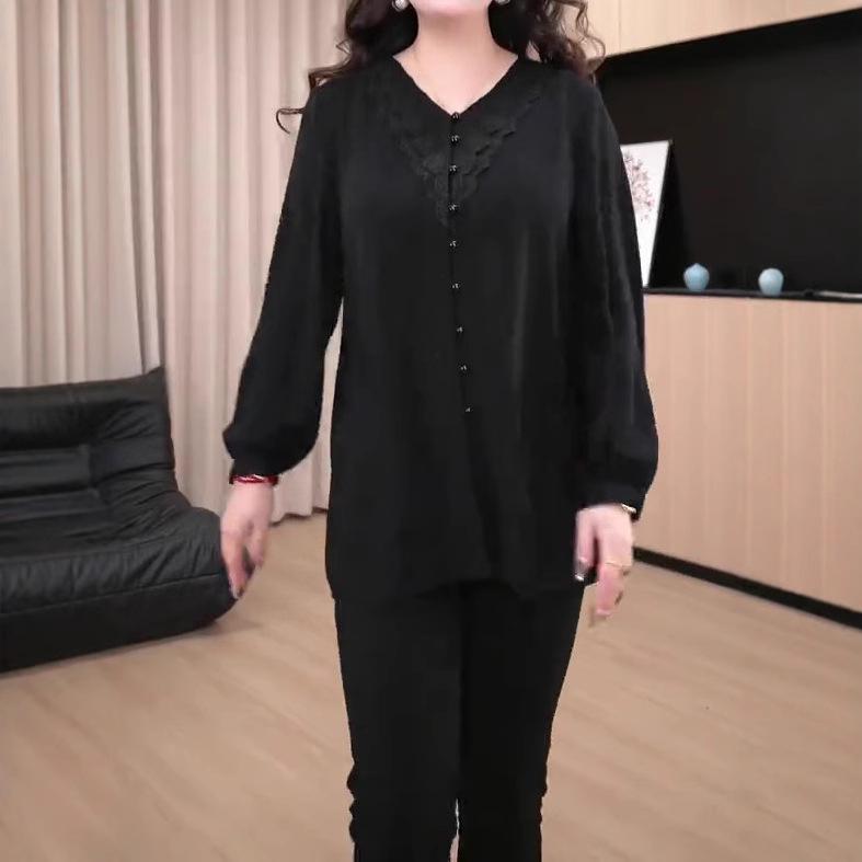 Spring Lace Trim Long Sleeve Cardigan Top for Plus Size Middle-Aged Women 5XL (200-220 lbs) чёрный
Spring Lace Trim Long Sleeve Cardigan Top for Plus Size Middle-Aged Women 5XL (200-220 lbs) чёрный