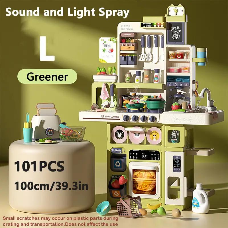 Детский кухонный игровой набор 100 см со звуком и светом, кухонная плита с паром, игрушечная мойка для игры, игрушки с едой для сюжетно-ролевых игр для мальчиков и девочек, подарок
Детский кухонный игровой набор 100 см со звуком и светом, кухонная плита с паром, игрушечная мойка для игры, игрушки с едой для сюжетно-ролевых игр для мальчиков и девочек, подарок