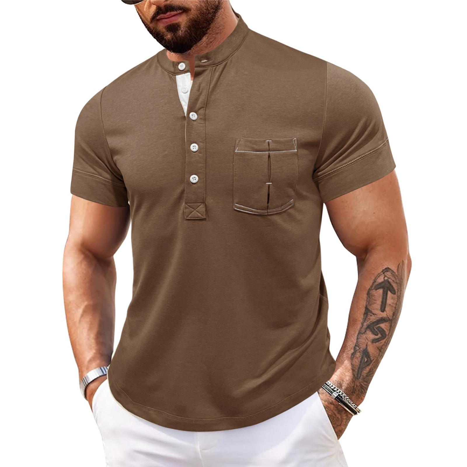 Men s Casual Solid Color Outdoor Sports Shirt Henley Short Sleeve Pocket T-Shirt Cotton Blend Round Neck Lightweight Comfortable XL хакі
Men s Casual Solid Color Outdoor Sports Shirt Henley Short Sleeve Pocket T-Shirt Cotton Blend Round Neck Lightweight Comfortable XL хакі
