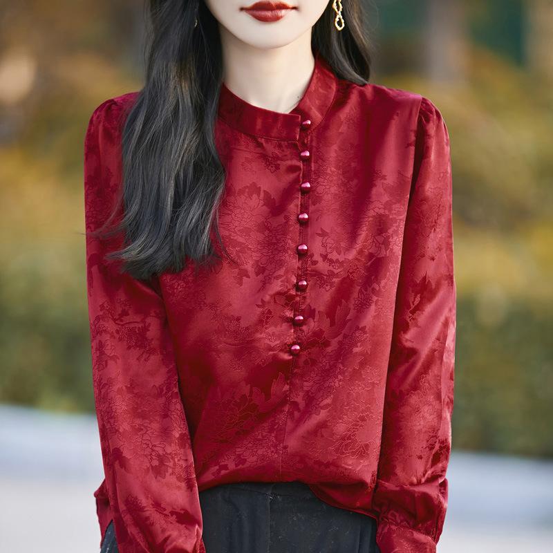 Рубашка в китайском стиле для женщин, весна, новый стиль, маленький воротник-стойка, топ высокого качества с длинными рукавами, ретро-рубашка M красный
Рубашка в китайском стиле для женщин, весна, новый стиль, маленький воротник-стойка, топ высокого качества с длинными рукавами, ретро-рубашка M красный