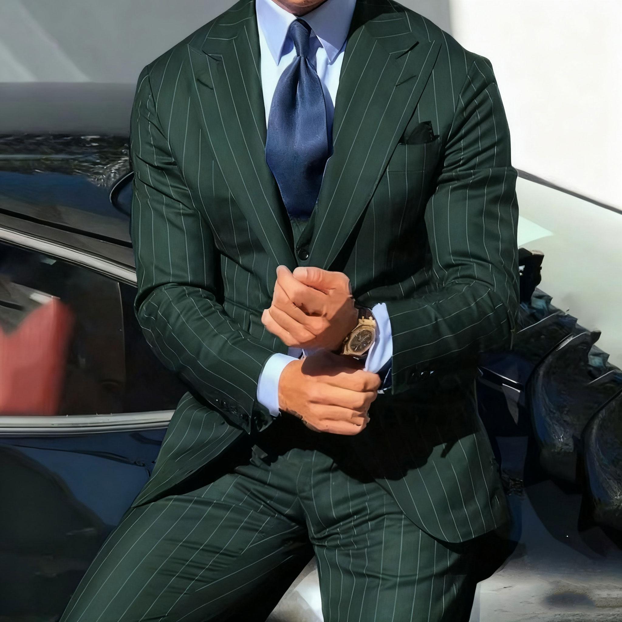 Модні смугасті костюми з гострими лацканами для чоловіків, приталені, набір з трьох предметів (штани), для вечірки, випускного вечора, нареченого, весільний смокінг, homme pour mariage M українська зелений колір
Модні смугасті костюми з гострими лацканами для чоловіків, приталені, набір з трьох предметів (штани), для вечірки, випускного вечора, нареченого, весільний смокінг, homme pour mariage M українська зелений колір