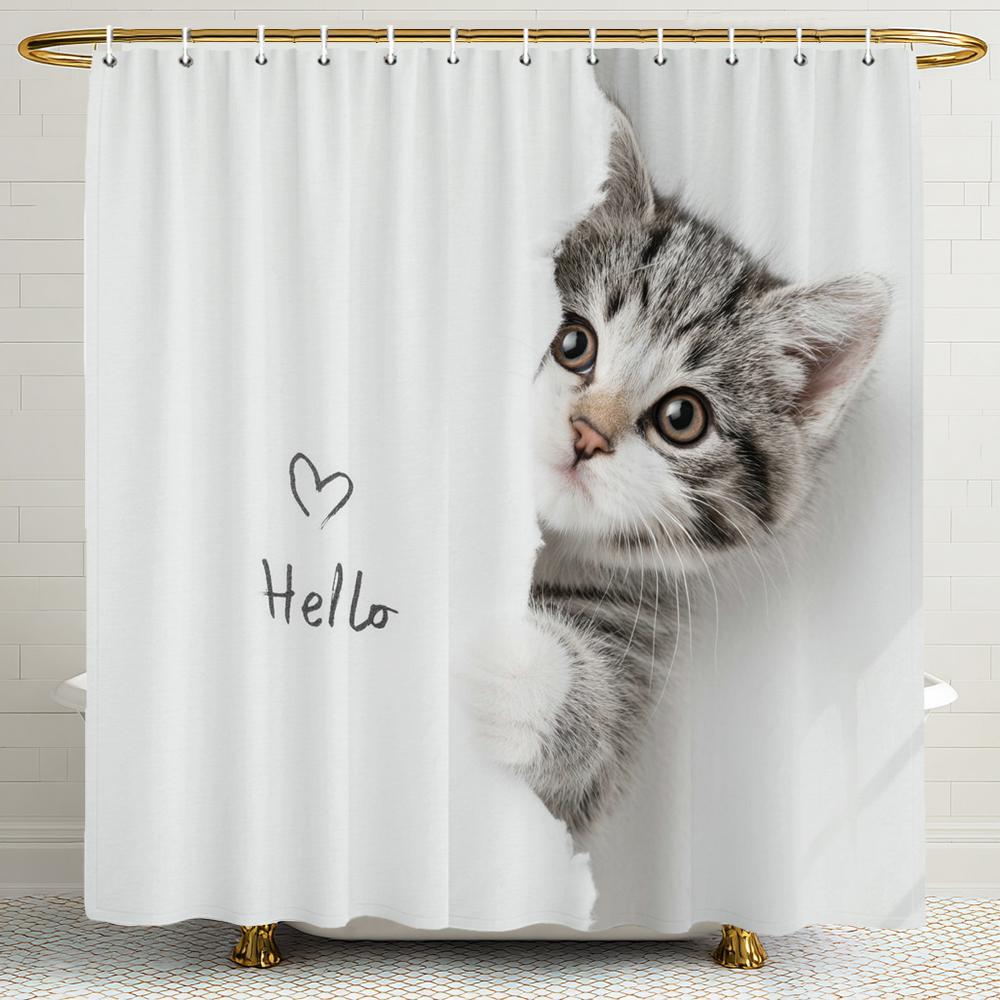 Cartoon Cute Cat Pattern Shower Curtain, Bathroom Decorative Shower Curtain, Printed Fabric Shower Curtain With Hooks W60H190(CM)-1 Pcs
Cartoon Cute Cat Pattern Shower Curtain, Bathroom Decorative Shower Curtain, Printed Fabric Shower Curtain With Hooks W60H190(CM)-1 Pcs