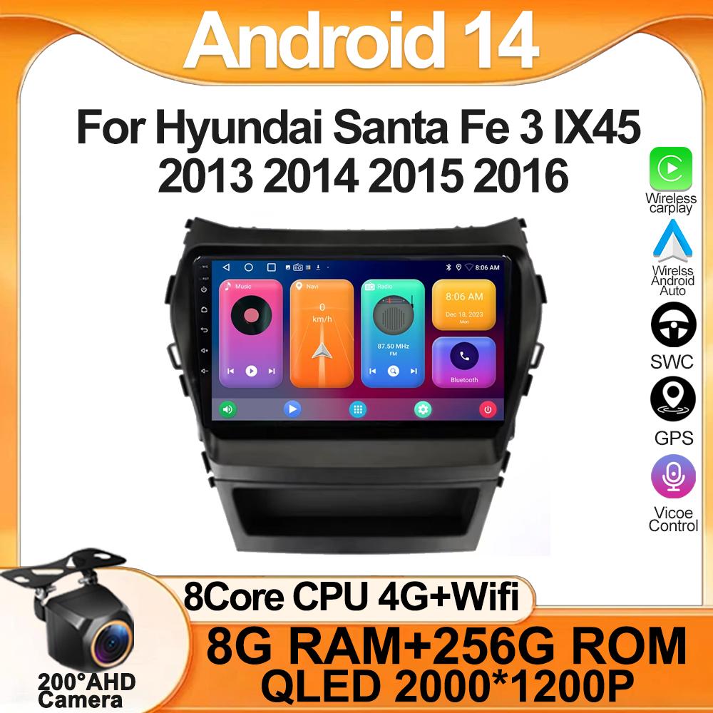 Carplay Android 14 For Hyundai Santa Fe 3 IX45 2013 2014 2015 2016 Car Radio Multimedia Player Video GPS IPS Navigation 5G
Carplay Android 14 For Hyundai Santa Fe 3 IX45 2013 2014 2015 2016 Car Radio Multimedia Player Video GPS IPS Navigation 5G
