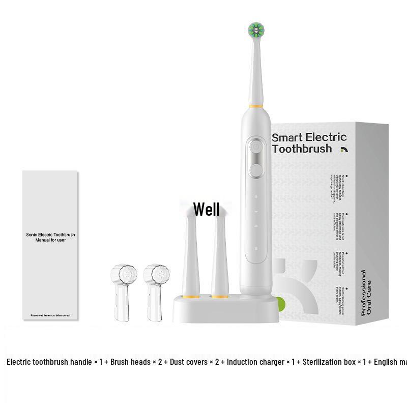 Electric Toothbrush Set with Induction Charging, Button Control, Soft Bristles, Sterilization, and Long-lasting Battery.
Electric Toothbrush Set with Induction Charging, Button Control, Soft Bristles, Sterilization, and Long-lasting Battery.