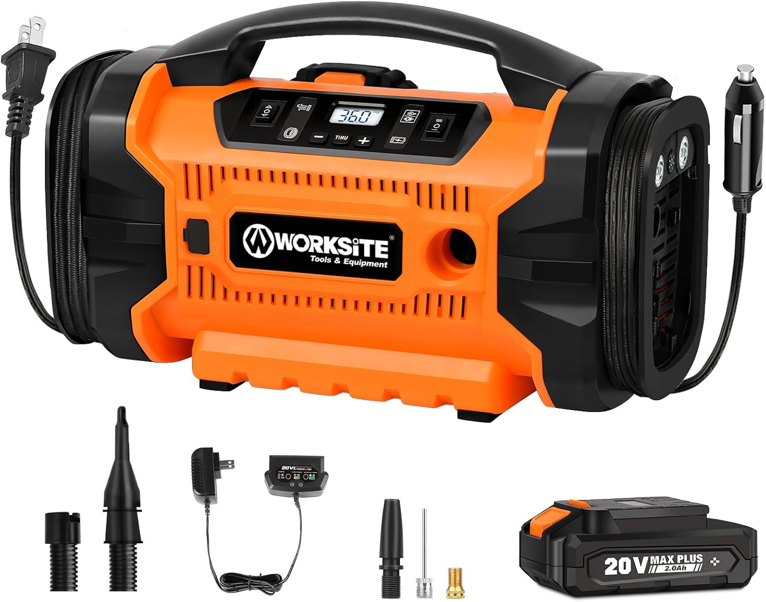 Portable Tire Inflator, 160 PSI Air Compressor with 3 Power Sources for Cars, Bikes, Balls - Orange помаранчевий
Portable Tire Inflator, 160 PSI Air Compressor with 3 Power Sources for Cars, Bikes, Balls - Orange помаранчевий
