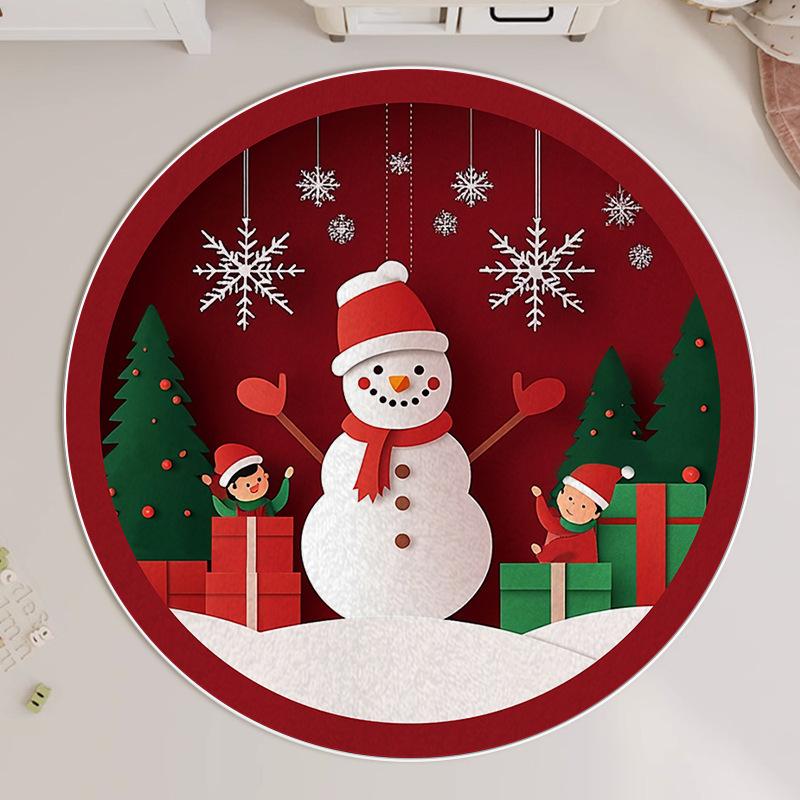 Круглый Рождественский ковер для гостиной, спальни, украшения, кристальный бархатный коврик для пола, коврик для рождественской елки, коврик для ног 80 * 80CM crystal velvet