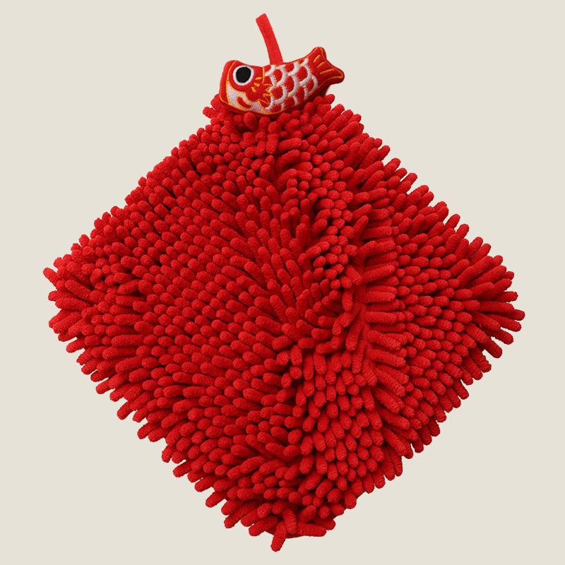 Милое красное мягкое шенилловое полотенце для рук, настенное, впитывающее, для ванной, быстросохнущее, носовой платок, аксессуар для мытья рук