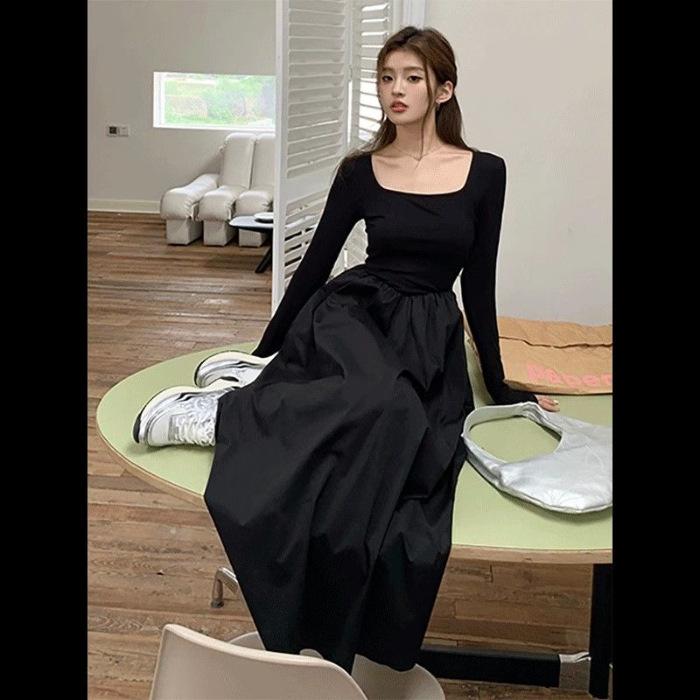 Human cotton French retro long-sleeved dress women s Hepburn square collar waist and thin splicing pendulum long skirt autumn 2XL чорний
Human cotton French retro long-sleeved dress women s Hepburn square collar waist and thin splicing pendulum long skirt autumn 2XL чорний