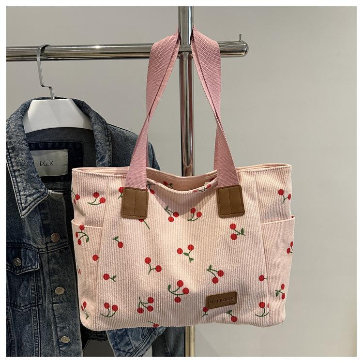Simple Women s Corduroy Portable Shoulder Bag Cherry Print Ladies Casual Tote Bags Commuter Cute Female Shopping Handbags
Simple Women s Corduroy Portable Shoulder Bag Cherry Print Ladies Casual Tote Bags Commuter Cute Female Shopping Handbags