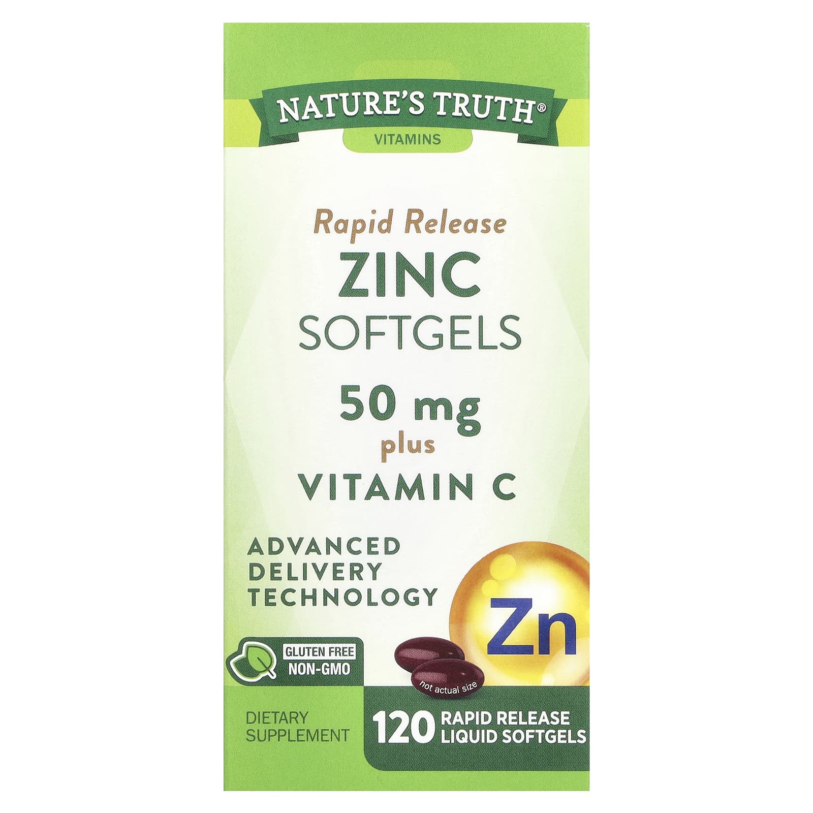 Nature S Truth, Instant Release Zinc & Vitamin C, 50Mg, Instant Release Liquid Softgels, 120 Tablets
Nature S Truth, Instant Release Zinc & Vitamin C, 50Mg, Instant Release Liquid Softgels, 120 Tablets