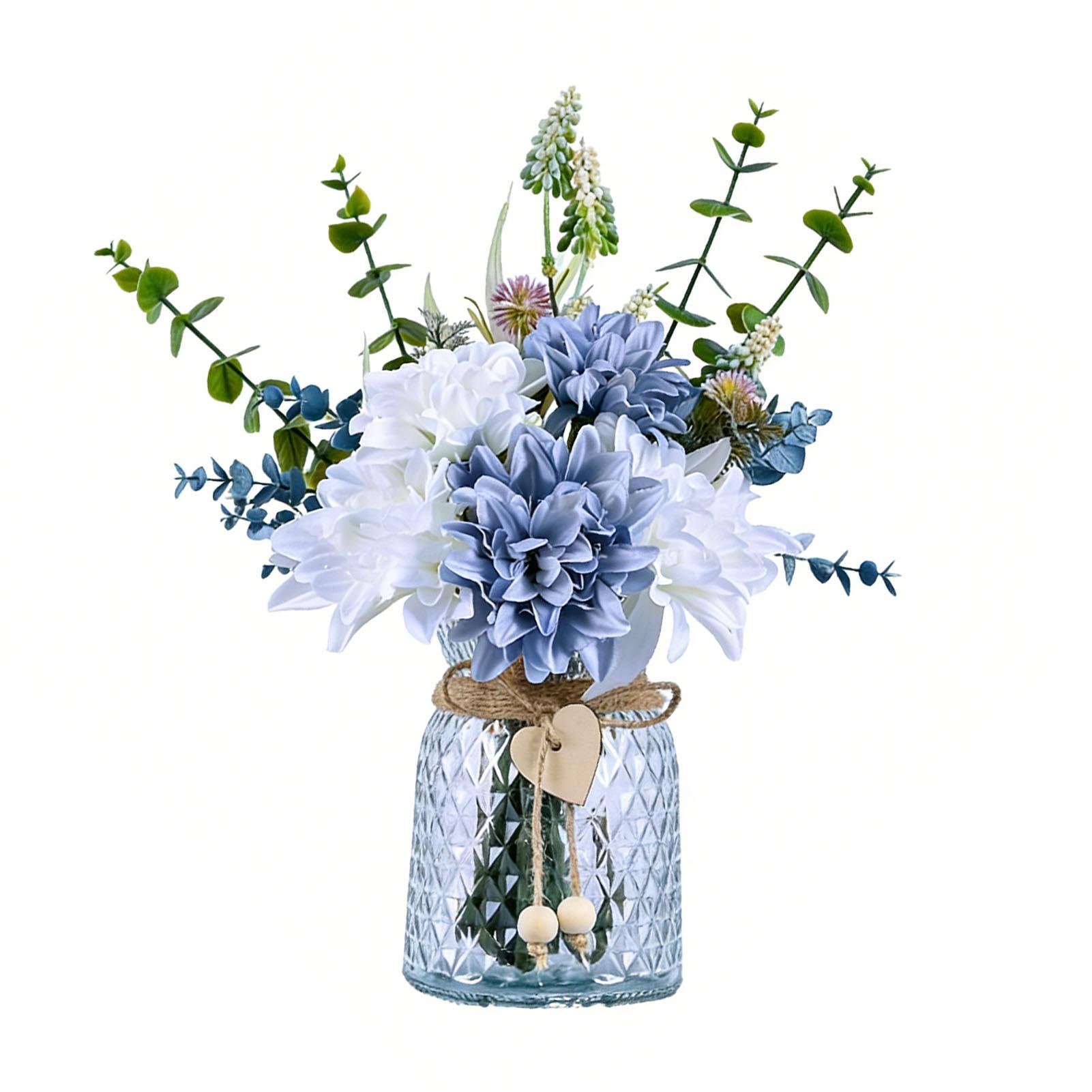 Artificial Flowers with Glass Vase Anti Wilting Anti Fading Realistic Faux Roses for Home Living Room Decor White Blue
Artificial Flowers with Glass Vase Anti Wilting Anti Fading Realistic Faux Roses for Home Living Room Decor White Blue