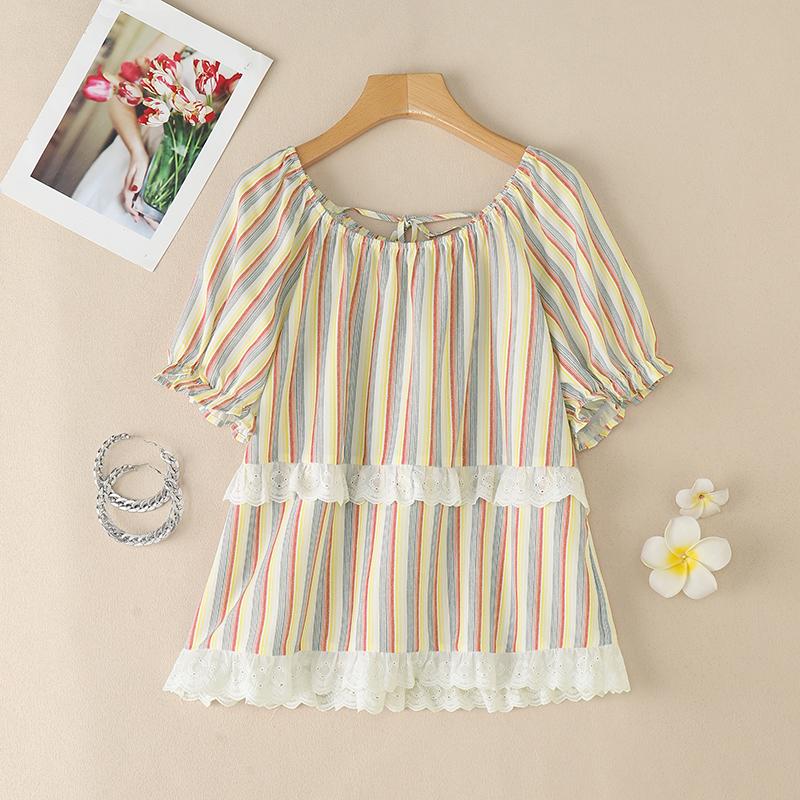 ZANZEA Женская повседневная блузка с круглым вырезом, короткими рукавами, кружевной вставкой, летняя, в полоску 5XL бежевый
ZANZEA Женская повседневная блузка с круглым вырезом, короткими рукавами, кружевной вставкой, летняя, в полоску 5XL бежевый