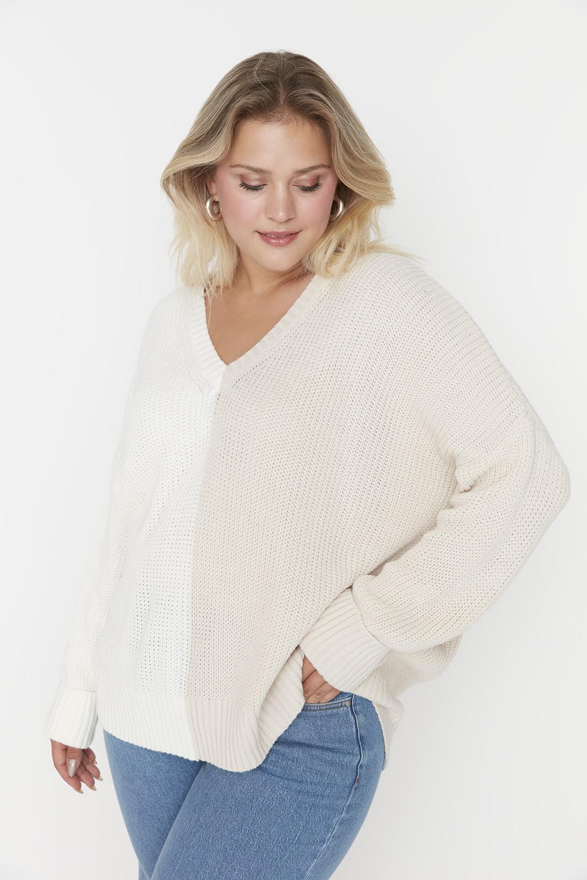 Women s Fashion New Plus Big Size Sweater Beige Color Block V-Neck Knitwear Sweater 2XL бежевий
Women s Fashion New Plus Big Size Sweater Beige Color Block V-Neck Knitwear Sweater 2XL бежевий