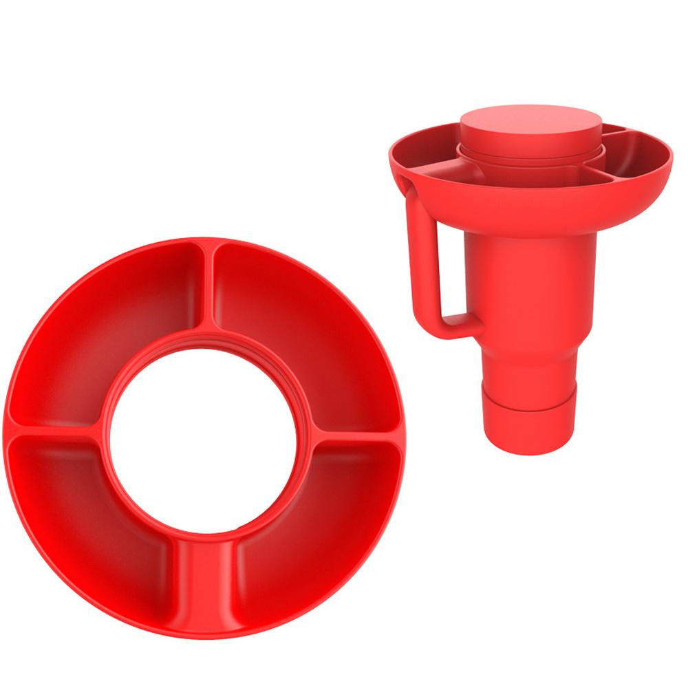 Силиконовая миска для закусок — прочная и многоразовая, идеально подходит для стакана Stanley на 40 унций с удобной ручкой, универсальные аксессуары для чашек красный