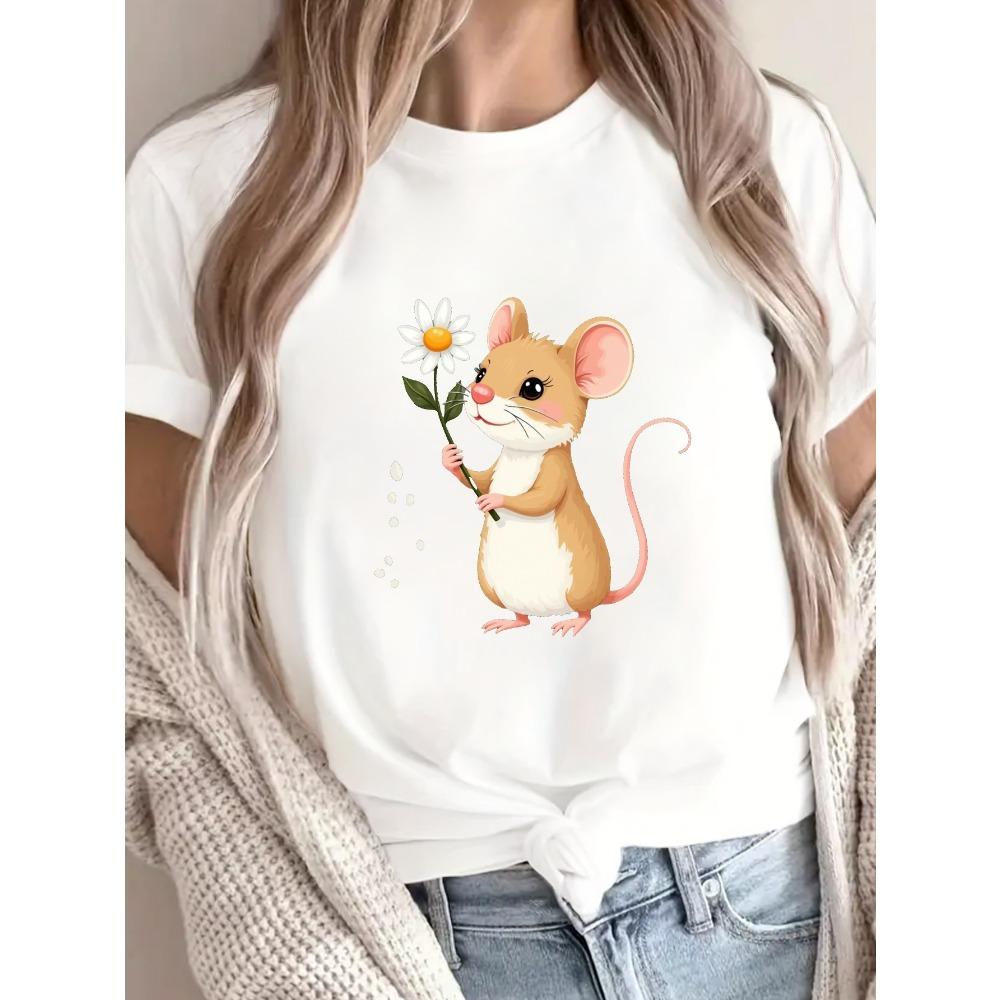 Women s Black Mouse Catching Daisy Printed T-shirt Short Sleeve Round Neck Casual Top Soft Breathable Fabric Moderate Elasticity S
Women s Black Mouse Catching Daisy Printed T-shirt Short Sleeve Round Neck Casual Top Soft Breathable Fabric Moderate Elasticity S