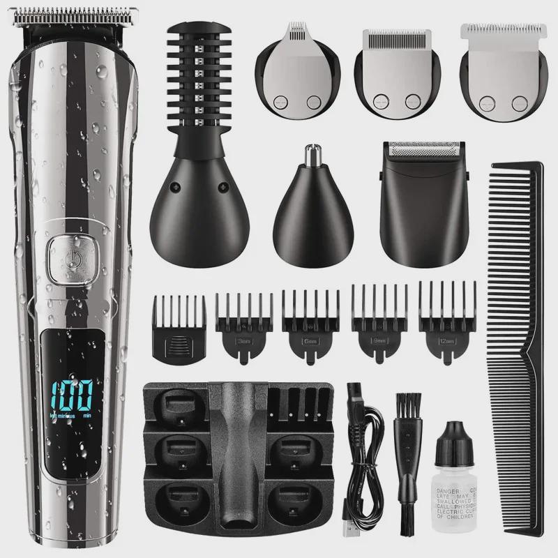 Rechargeable Multifunctional Hair Clipper Set with LCD Display - Six-in-One Electric, Washable Grooming Kit 7.5x18.5x24.5 cm
Rechargeable Multifunctional Hair Clipper Set with LCD Display - Six-in-One Electric, Washable Grooming Kit 7.5x18.5x24.5 cm