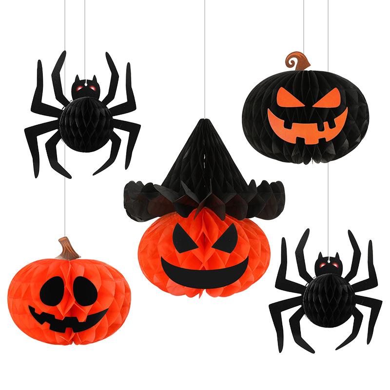 5Pcs Halloween Themed Honeycomb Ball Set Hanging Pumpkin Spider Paper Crafts Ornament Party Decoration for Home Indoor Outdoor
5Pcs Halloween Themed Honeycomb Ball Set Hanging Pumpkin Spider Paper Crafts Ornament Party Decoration for Home Indoor Outdoor