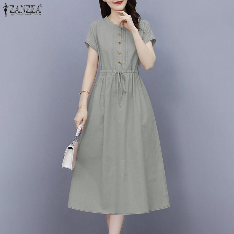 ZANZEA Женское повседневное платье с круглым вырезом, однотонное, свободного кроя, с короткими рукавами 5XL серый
ZANZEA Женское повседневное платье с круглым вырезом, однотонное, свободного кроя, с короткими рукавами 5XL серый