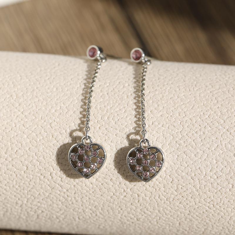 S925 Silver Hollow Heart Rhinestone Dangle Earrings - Anti-Allergy, Light Luxury Korean Style Jewelry for Women Standard розовый
S925 Silver Hollow Heart Rhinestone Dangle Earrings - Anti-Allergy, Light Luxury Korean Style Jewelry for Women Standard розовый
