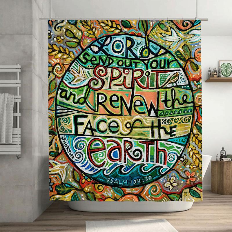 Colorful Shower Curtain With Inspirational Quote From Psalm 104:30 For Bathroom Decor Creative Waterproof Fabric With Greenery D W60H190(CM)-1 Pcs
Colorful Shower Curtain With Inspirational Quote From Psalm 104:30 For Bathroom Decor Creative Waterproof Fabric With Greenery D W60H190(CM)-1 Pcs