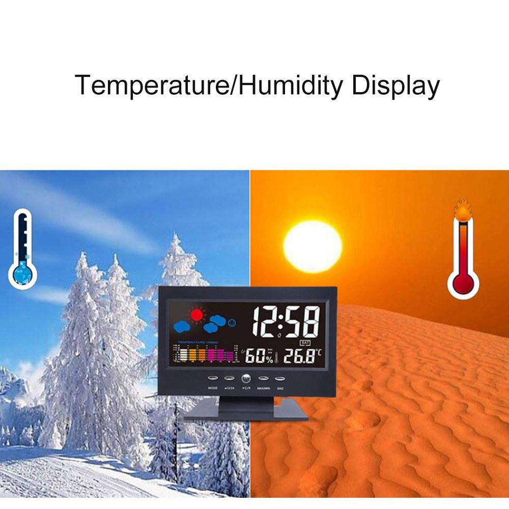 Multi-functional Alarm Clock Backlight LCD Screen Digital Clock with Time/Date/Week/Temperature/Humidity/Weather Display Type A
Multi-functional Alarm Clock Backlight LCD Screen Digital Clock with Time/Date/Week/Temperature/Humidity/Weather Display Type A