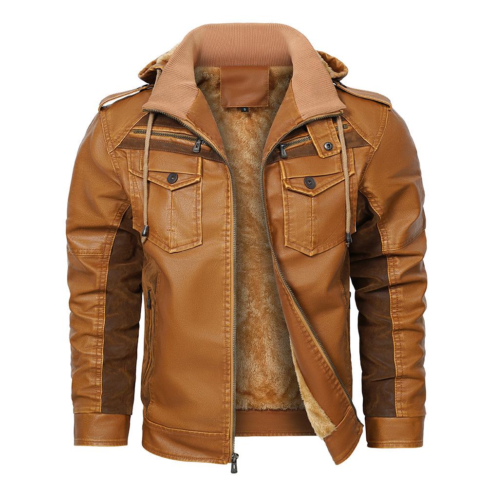 European Men s Hooded Leather Jacket with Warm Velvet Lining XXXL жовтий/імбирний
European Men s Hooded Leather Jacket with Warm Velvet Lining XXXL жовтий/імбирний