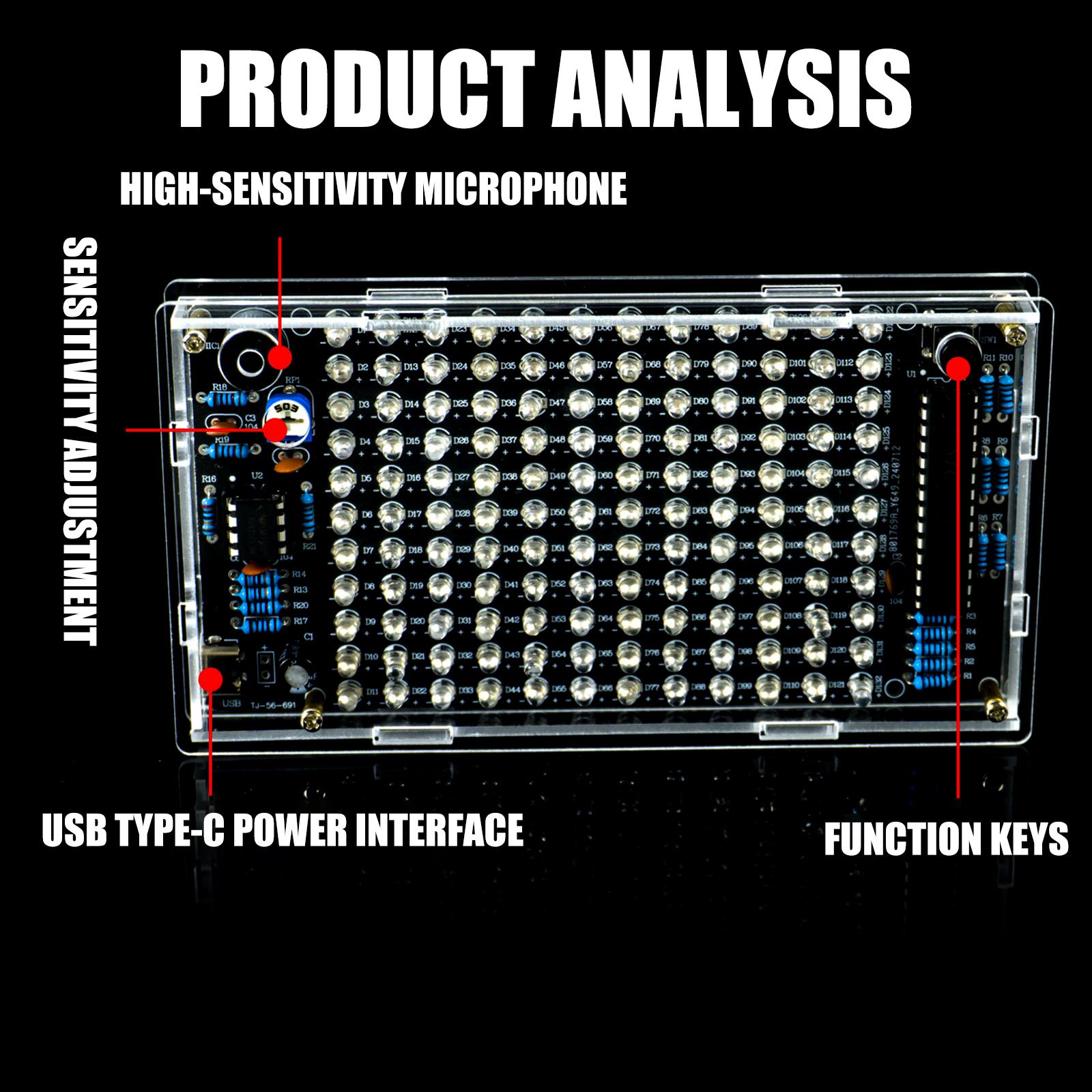 Educational Electronics Assembly Kit DIY LED Soldering Kit Sound Control Rhythm Lamp Spectrum Electronic Practice 1
Educational Electronics Assembly Kit DIY LED Soldering Kit Sound Control Rhythm Lamp Spectrum Electronic Practice 1