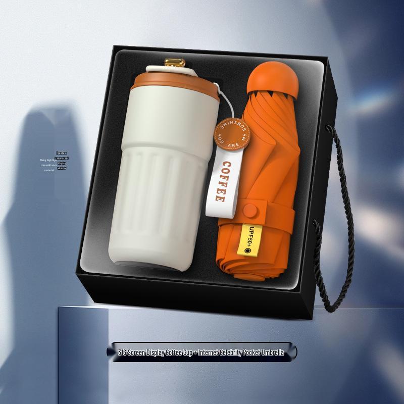 Custom Corporate Gift Set: Branded Coffee Cup & Trendy Umbrella for Client Souvenirs
Custom Corporate Gift Set: Branded Coffee Cup & Trendy Umbrella for Client Souvenirs