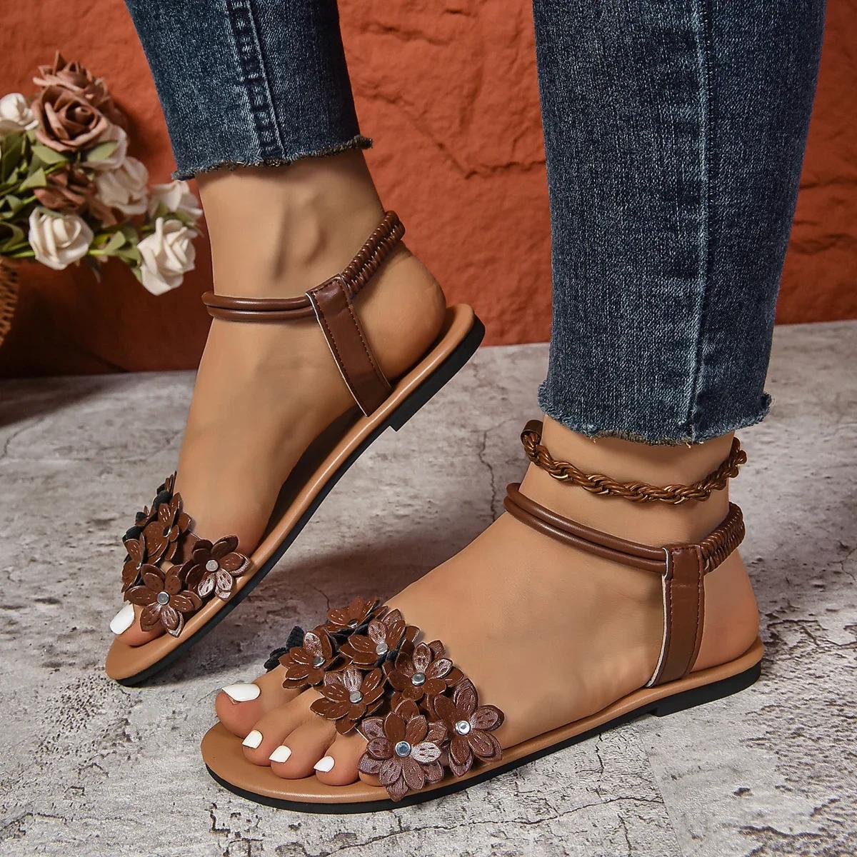Flower Decoration Flat Sandals for Women Summer 2026 Lightweight Comfort Beach Shoes Woman Fashion White Floral Dress Sandalias 43 коричневий
Flower Decoration Flat Sandals for Women Summer 2026 Lightweight Comfort Beach Shoes Woman Fashion White Floral Dress Sandalias 43 коричневий