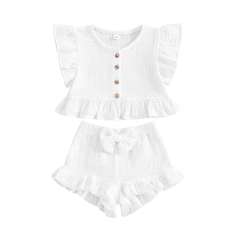2PCS Kids Baby Girl Clothes Set Fly Sleeve Button Tops Elastic Waist Shorts Summer Cotton Outfits for Child Girls 110 білий
2PCS Kids Baby Girl Clothes Set Fly Sleeve Button Tops Elastic Waist Shorts Summer Cotton Outfits for Child Girls 110 білий