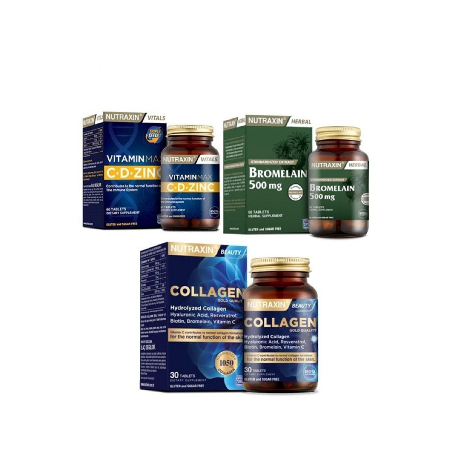 Vitamin Max Cd-zinc 60 Tablets Bromellain 500 Mg 60 Tablets Hydrolyized Collagen 30 Tablets
Vitamin Max Cd-zinc 60 Tablets Bromellain 500 Mg 60 Tablets Hydrolyized Collagen 30 Tablets