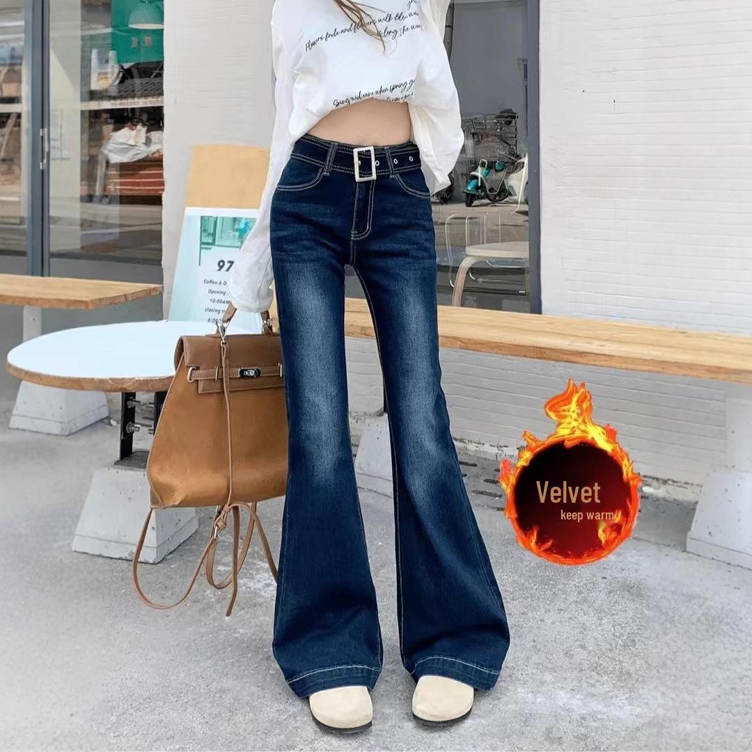 Blue-Gray High-Waisted Retro Fleece Flare Jeans for Women - Autumn/Winter Stretch Slimming Floor-Length Pants Medium
Blue-Gray High-Waisted Retro Fleece Flare Jeans for Women - Autumn/Winter Stretch Slimming Floor-Length Pants Medium