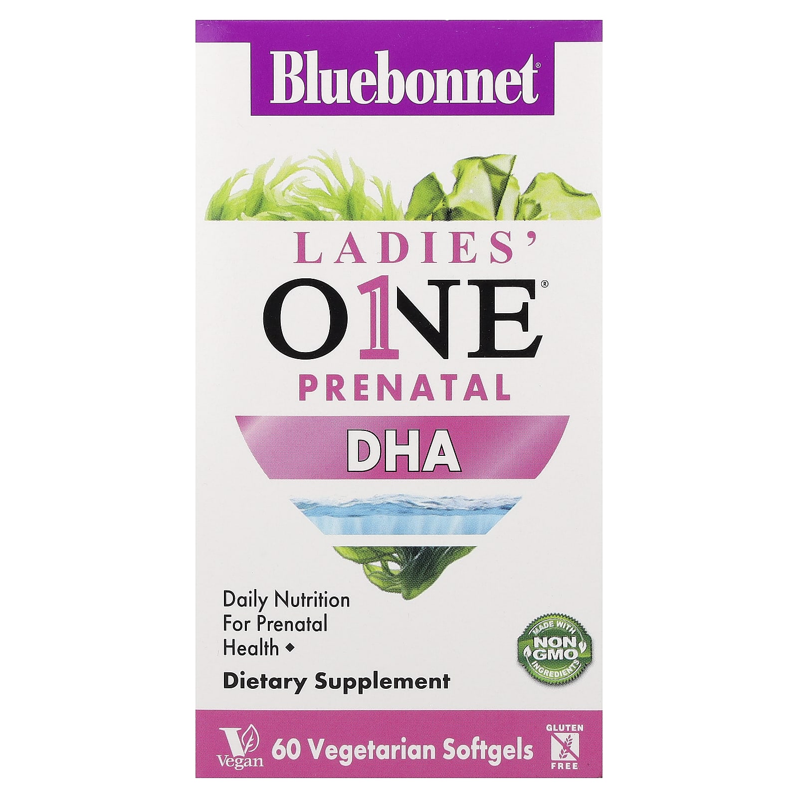 Bluebonnet Nutrition, Ladies One® Prenatal DHA, 60 Veggie Softgels (200mg per softgel)
Bluebonnet Nutrition, Ladies One® Prenatal DHA, 60 Veggie Softgels (200mg per softgel)