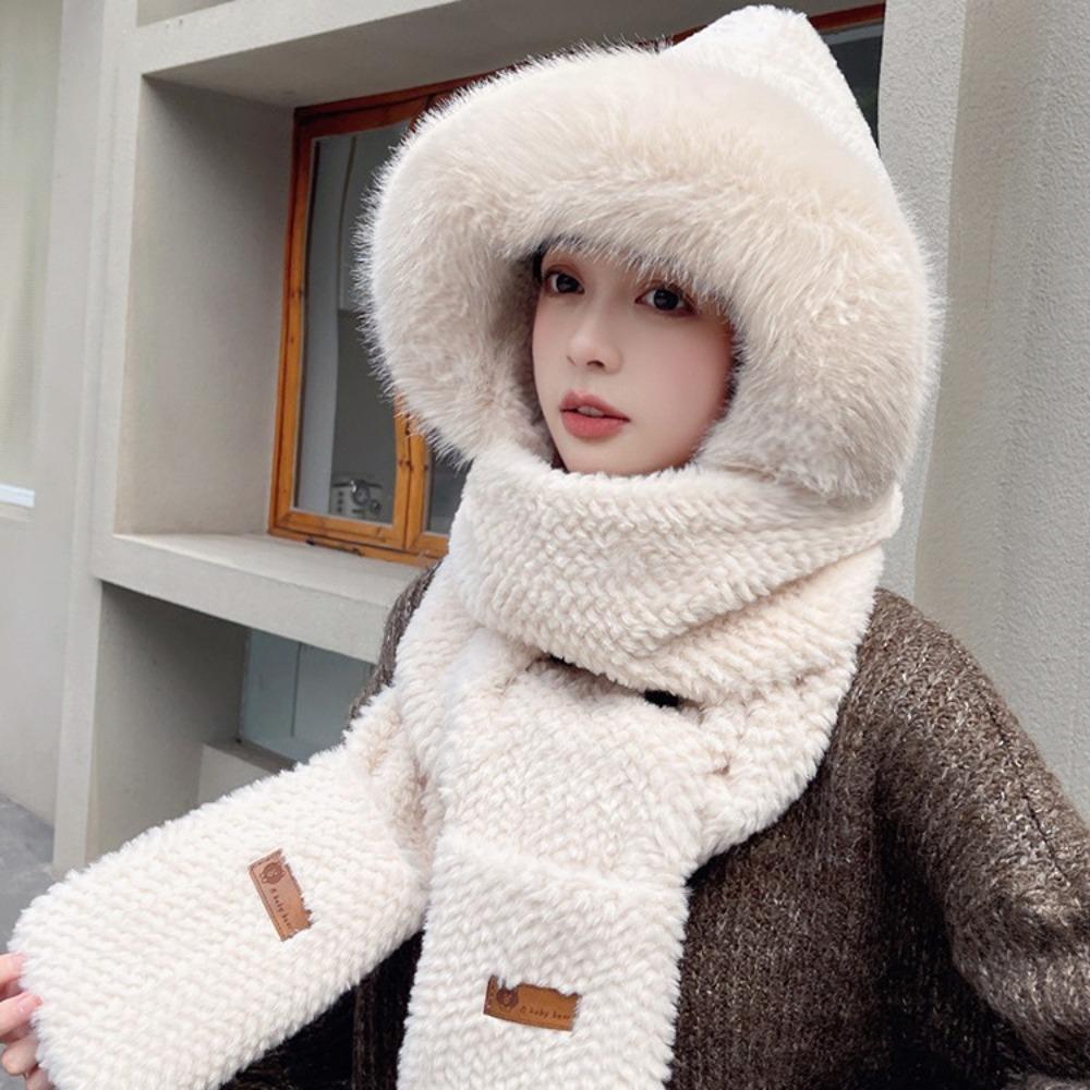 Thickened Plush Women Beanies Cap Cute Bear Ear Integrated Cap Scarf Autumn Winter хакі
Thickened Plush Women Beanies Cap Cute Bear Ear Integrated Cap Scarf Autumn Winter хакі