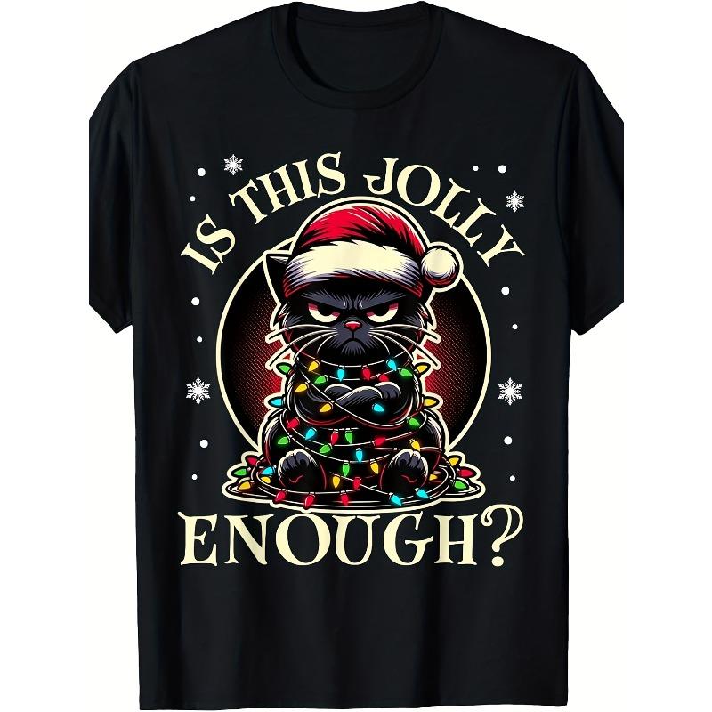 European sizes Men S Funny Black Cat Christmas Tree Lights T-Shirt - Soft Breathable Retro Graphic Tee with Is This Jolly Enough Santa Hat Cat 4XL чорний
European sizes Men S Funny Black Cat Christmas Tree Lights T-Shirt - Soft Breathable Retro Graphic Tee with Is This Jolly Enough Santa Hat Cat 4XL чорний