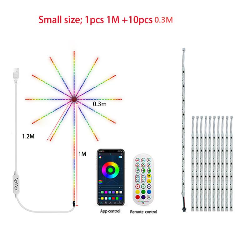 Smart Firework LED Lights Indoor Music Sync App Remote Control Strip Light RGB Color Changing for Room New Year Christmas Decor Usb Powered 5V 2A
Smart Firework LED Lights Indoor Music Sync App Remote Control Strip Light RGB Color Changing for Room New Year Christmas Decor Usb Powered 5V 2A