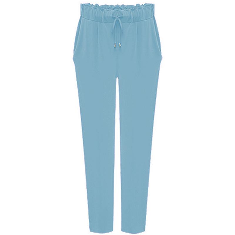 Korean version of the new autumn nine-point extra-large size Harlan pants loose and thin small feet bottomed mid-waist elastic waist pants 2XL світло-синій колір
Korean version of the new autumn nine-point extra-large size Harlan pants loose and thin small feet bottomed mid-waist elastic waist pants 2XL світло-синій колір