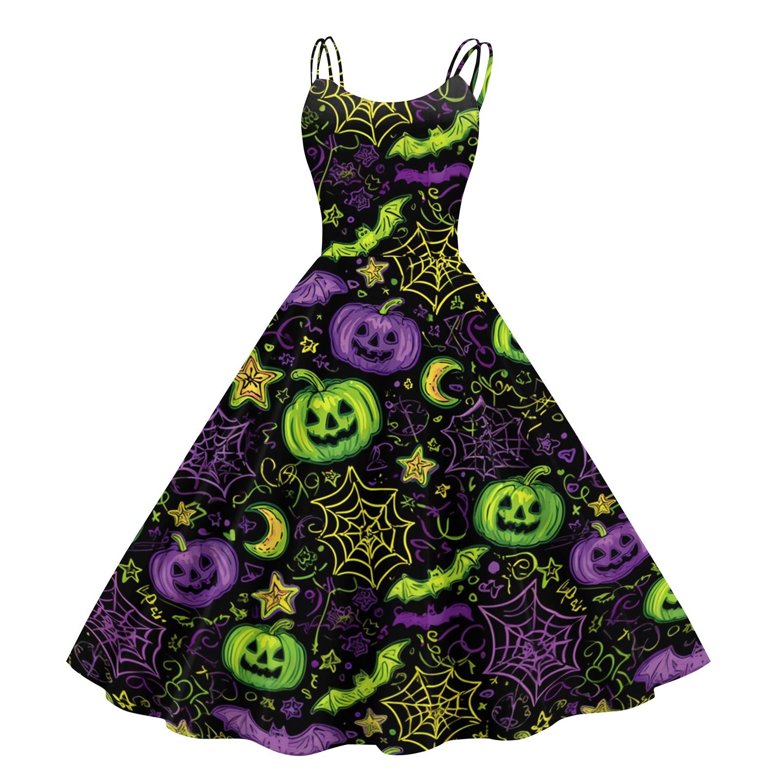 Women s Halloween Print Off Shoulder Dress Punk Vintage Style Sleeveless Spaghetti Strap Dress with Flared Skirt for Costume Party XL
Women s Halloween Print Off Shoulder Dress Punk Vintage Style Sleeveless Spaghetti Strap Dress with Flared Skirt for Costume Party XL