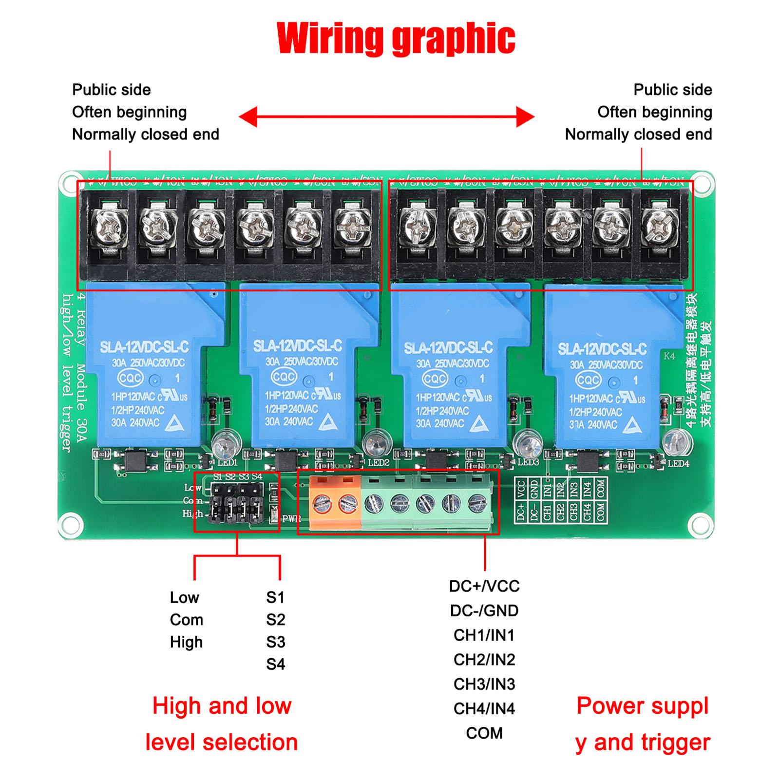4-канальний релейний модуль 30А струм навантаження з оптоізоляцією Підтримує високий та низький рівень тригера 5В 12Вольт 24Вольт різнокольоровий
4-канальний релейний модуль 30А струм навантаження з оптоізоляцією Підтримує високий та низький рівень тригера 5В 12Вольт 24Вольт різнокольоровий