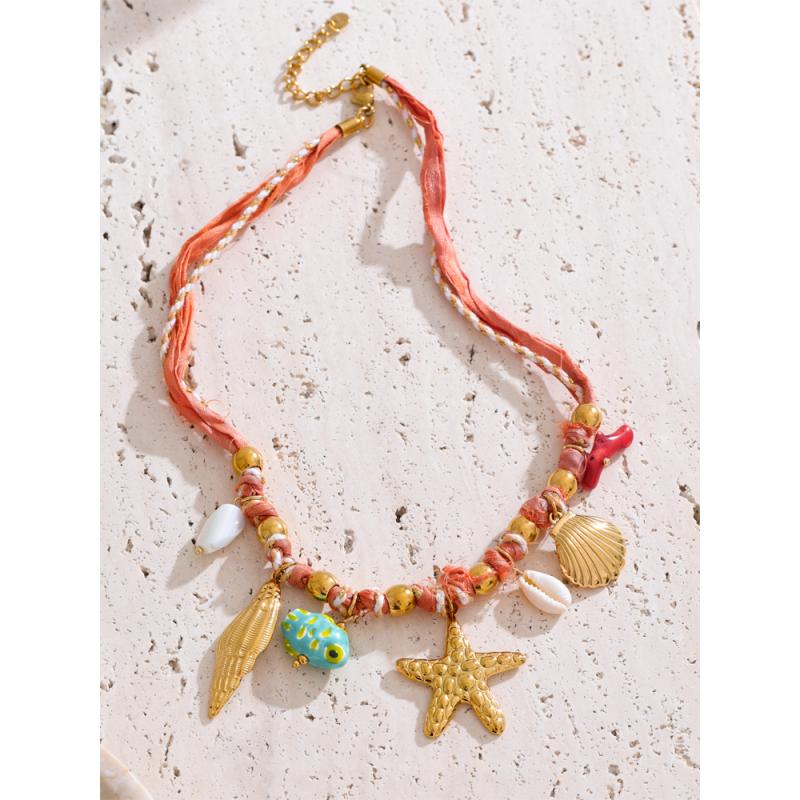 2025 Fashion Red Rope Braided Handmade Necklace Drop Ceramic Shell Conch Starfish Stainless Steel Popular Jewelry Gift
2025 Fashion Red Rope Braided Handmade Necklace Drop Ceramic Shell Conch Starfish Stainless Steel Popular Jewelry Gift