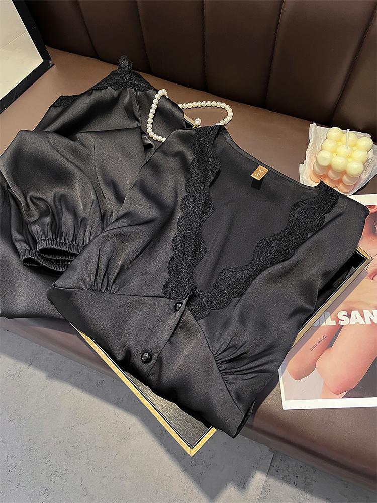 Black Sexy Silk Women s Thin Long Sleeve & Pants Set for Spring-Summer-Autumn Homewear L чёрный
Black Sexy Silk Women s Thin Long Sleeve & Pants Set for Spring-Summer-Autumn Homewear L чёрный