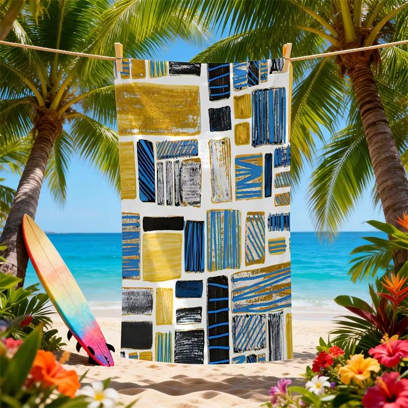 Retro Geometric Brush Print Beach Towel Blue Gold Abstract Patchwork Soft Quick Dry Absorbent Large Swim Towel for Summer W40*H60(CM)
Retro Geometric Brush Print Beach Towel Blue Gold Abstract Patchwork Soft Quick Dry Absorbent Large Swim Towel for Summer W40*H60(CM)