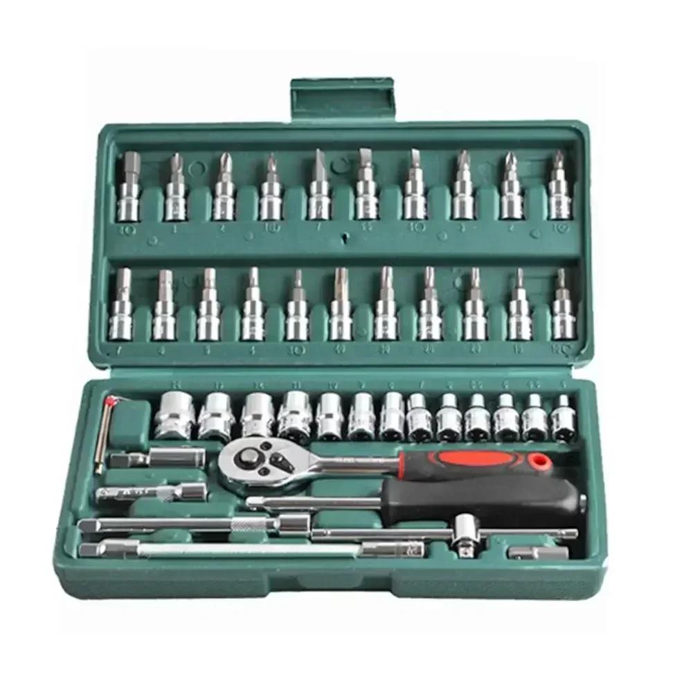 A 46-piece Set of Household Auto Repair Combination Tools, Xiaofei 1/4 Ratchet Wrench Socket Screwdriver Hex Socket Toolbox зелений
A 46-piece Set of Household Auto Repair Combination Tools, Xiaofei 1/4 Ratchet Wrench Socket Screwdriver Hex Socket Toolbox зелений