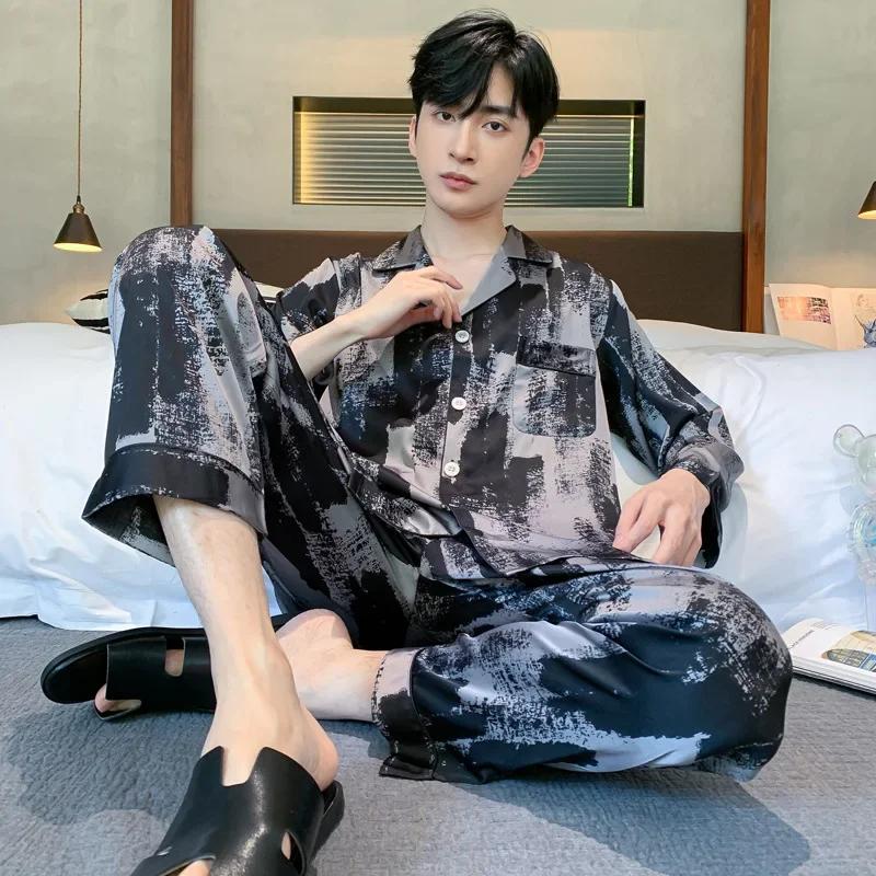 Домашняя одежда мужская мода длинный рукав + брюки атласные мягкие пижамные комплекты комфорт жаккард ледяной шелк домашняя одежда пижамы костюм для мужчин L
Домашняя одежда мужская мода длинный рукав + брюки атласные мягкие пижамные комплекты комфорт жаккард ледяной шелк домашняя одежда пижамы костюм для мужчин L